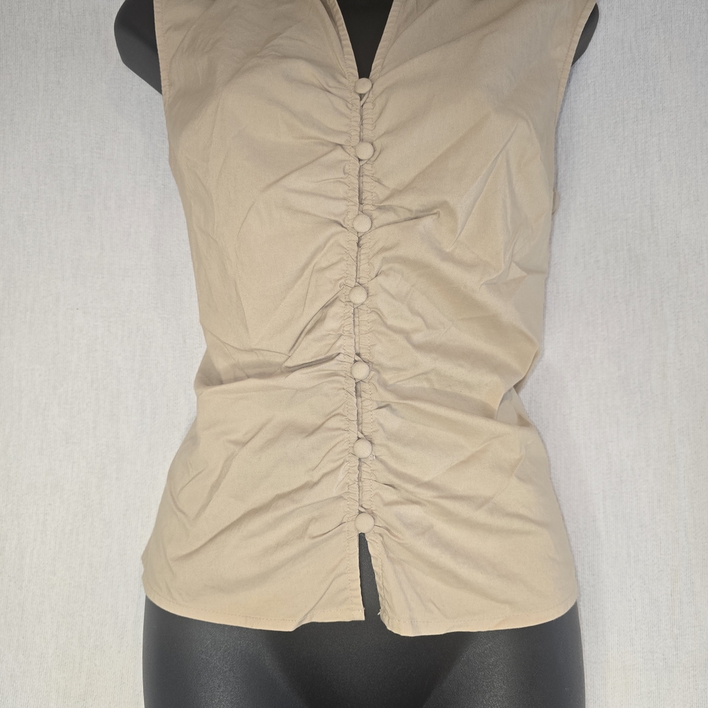 Apostrophe Tan Button-Front Blouse - image 6